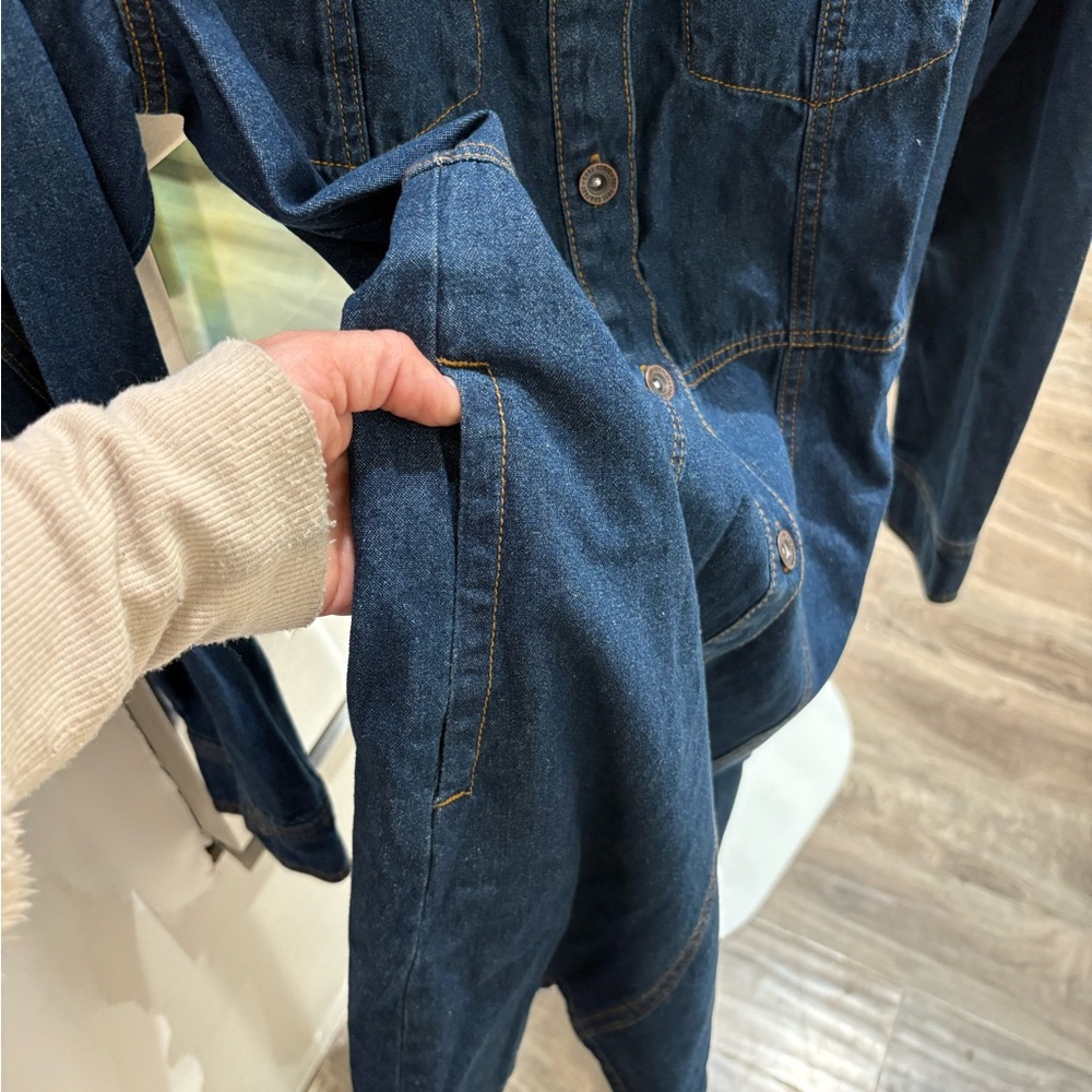 Frye Dark Blue Denim Button-Front Mini Dress size Medium NWOT - Picture 6 of 10
